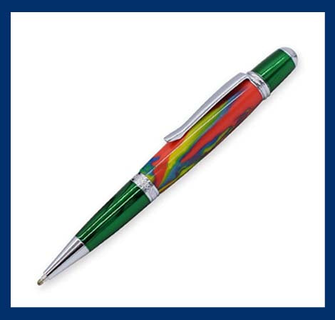 Round Top 27/64ths Colored Pen Components Chrome