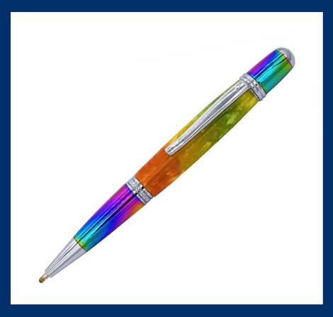Round Top 27/64ths Colored Pen Components Chrome